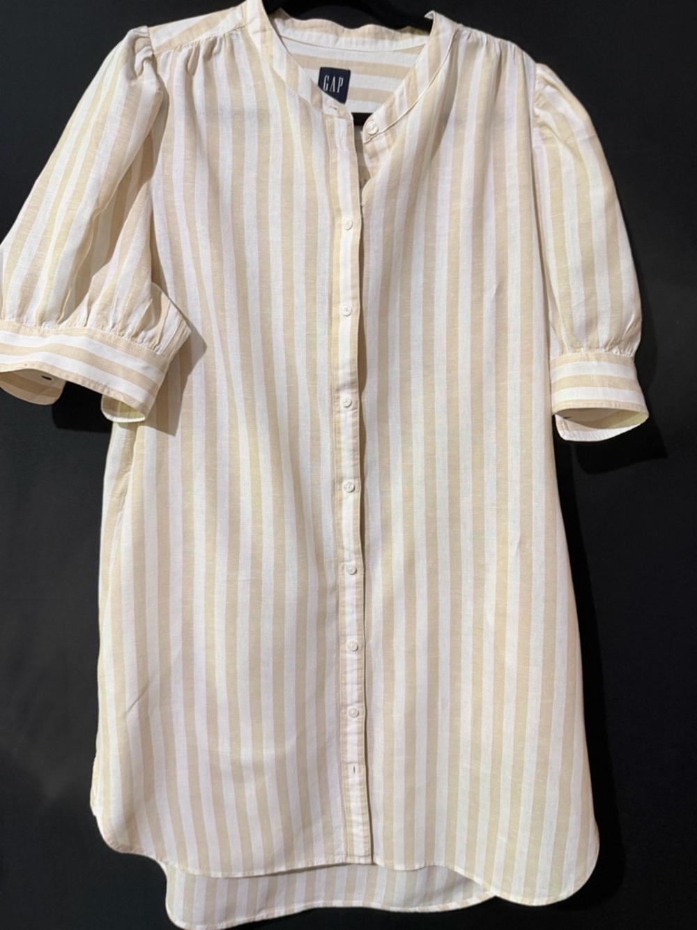 GAP Cream and White Striped Midi Dress